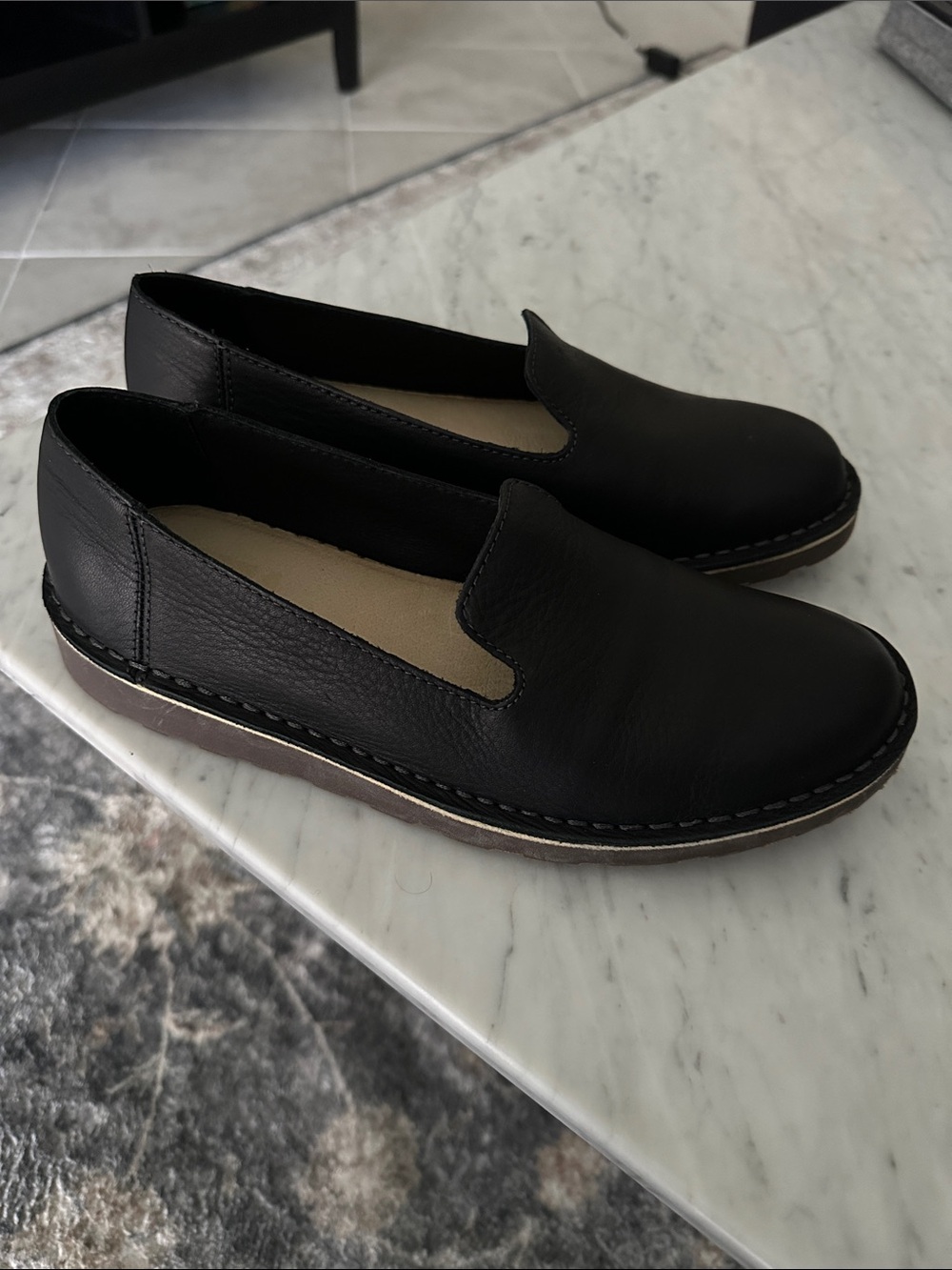 L.L. Bean Black Slip-On Leather Loafers
